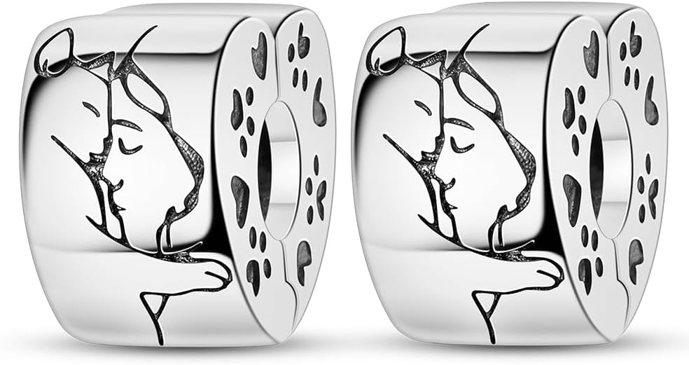 Parmuz Clip Spacer Charm for Bracelet 925 Sterling Silver Pave Cubic Zirconia Lock Stopper Bead Star Moon Evil Eye Jewelry Charm for Woman