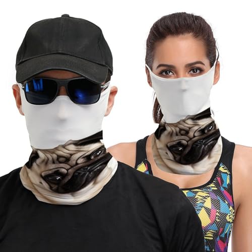 Neck Gaiter Pug Dog Face Mask for Travel Face Cover Scarf for Men Women Elastic Headbands Wind-proof Bandana for Skiing Fishing Hiking Cycling