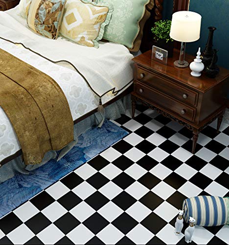 Livelynine Checkered Black And White Vinyl Flooring Roll 15.8X78.8 In Waterproof Peel And Stick Floor Tile For Bedroom Kitchen Backsplash Bathroom Floor Covering Peel And Stick Flooring Stickers #TOP3