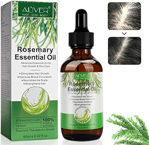 Rosemary Oil for Hair Growth, (2.02 Fl Oz) Organic Rosemary Essential Oil, 100% Pure & Natural, Nourishment Scalp, Stimulates Hair Growth, Rid of Dry Scalp, Improves Blood Circulation for Men and Women