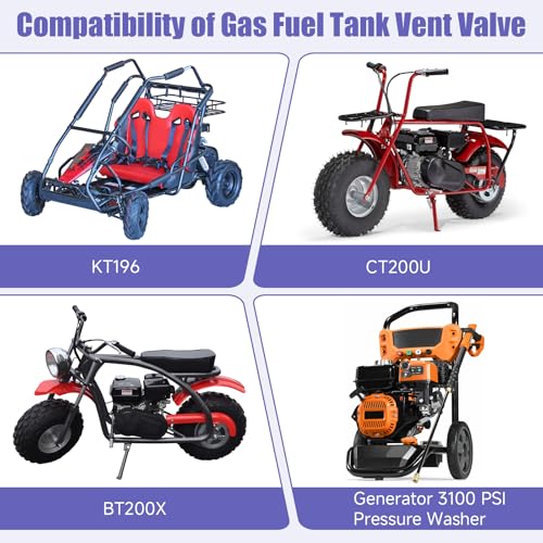 Image of Gas Fuel Tank Vent Valve Compatible with Predator 212 196cc 224 301cc 420cc Engine Coleman CT200U BT200X KT196 Mini Bike Gas Pressure Washer Generator Powersports Parts