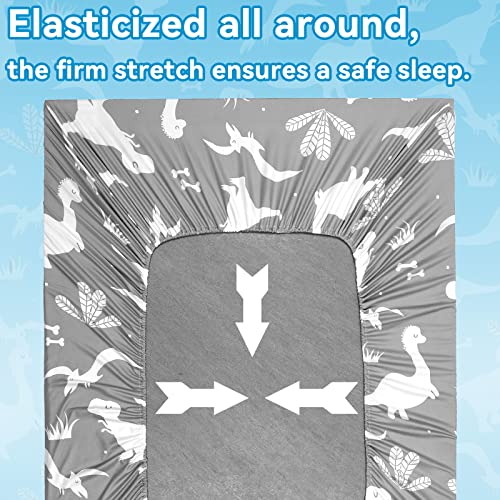 Newwiee 4 Pack Stretchy Ultra Soft Fitted Crib Sheets Set Dinosaur Mini Crib Sheets Breathable Toddler Bed Sheets Mattress Sheet Playard Bedding For Girls Boys Baby Bassinet, 52 X 28 Inch, 4 Style #TOP2