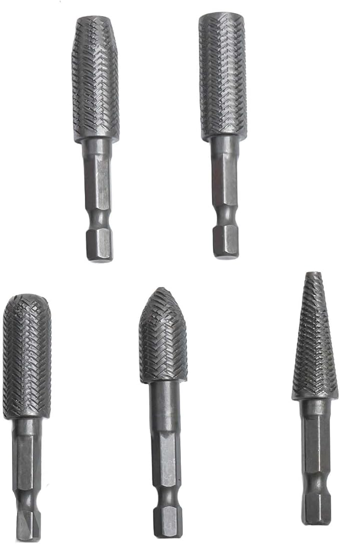 Set de 5 fresas rotativas de acero LivGrain 1/4" hex miniatura 4