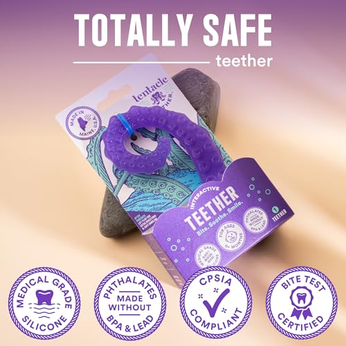 Image of - Made in USA Medical Grade Silicone Teether for Infants - Multi-Stage Molar Relief & Interactive Parent-Finger Fit - 0-24 Months