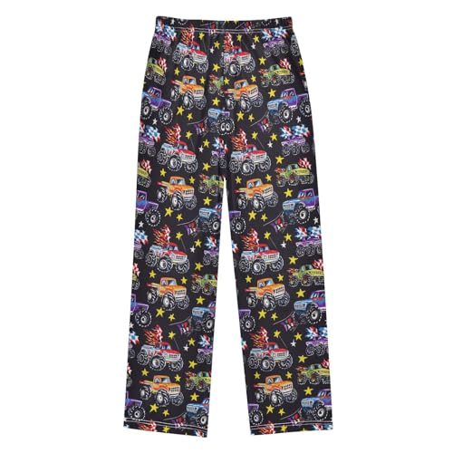Pajama Pants Soft Lounge Pants with Pockets Colorful Monster Trucks Sleepwear Bottoms 6-14 Year2