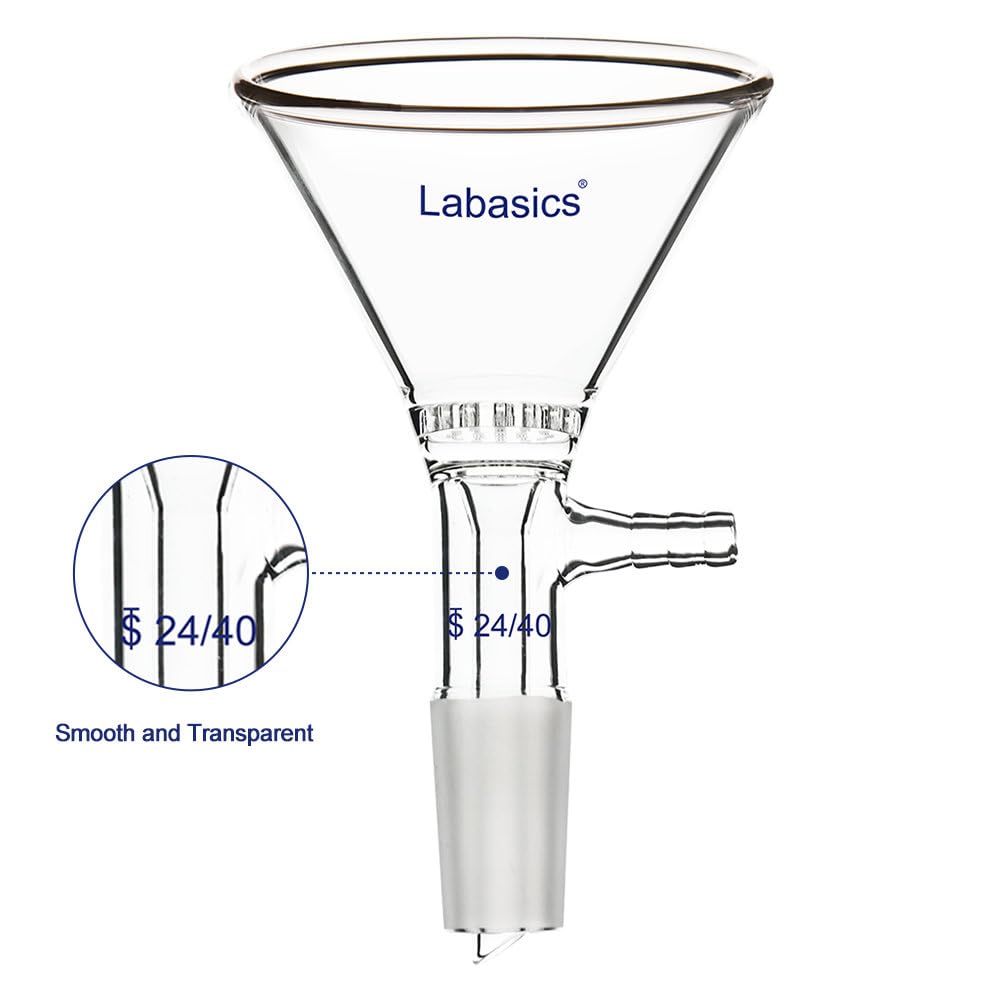 Labasics Entonnoir de Filtration en Verre Borosilicaté avec Dimension Extérieure Supérieure de 90 mm, Forme Triangulaire, Entonnoirs de Filtration en Verre avec Joint Intérieur de 24/40