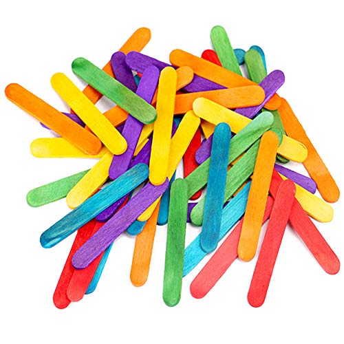 200 Pcs Colorful Craft Sticks,Popsicle Ice Pop Ice Cream Sticks,Natural Wooden 4-1/2" Length Treat Sticks Great For Diy Craft Creative Designs #TOP4