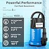 FOTING Sump Pump 1 HP 4600 GPH Clean/Dirty Submersible Water Pump, Thermoplastic Portable Utility Pump for Swimming Pool Garden Pond Basement Window Wells with 10FT Long Power Cord,Blue