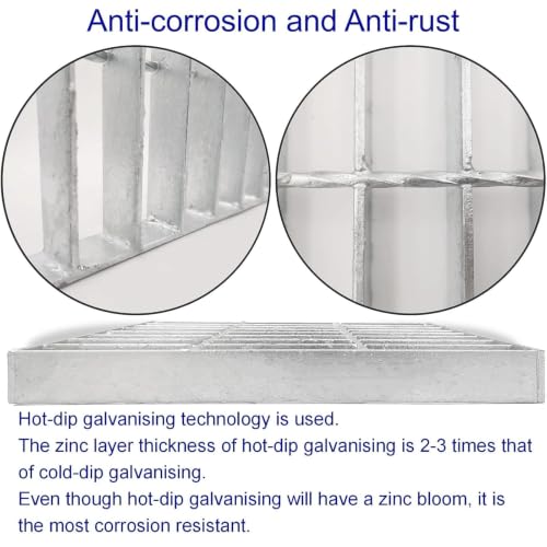 Image of Galvanized Steel Drain Grate, Driveway Channel Cover 9x9 in