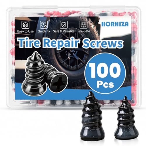 HORHIZA 100 PCS Tire Repair Rubber Nail 2 Size Vacuum Tire Plugs Kit Quick Emergency Fix Without Disassembly Repair Plugs for Car Motorcycle Bikes Motorcycle Truck