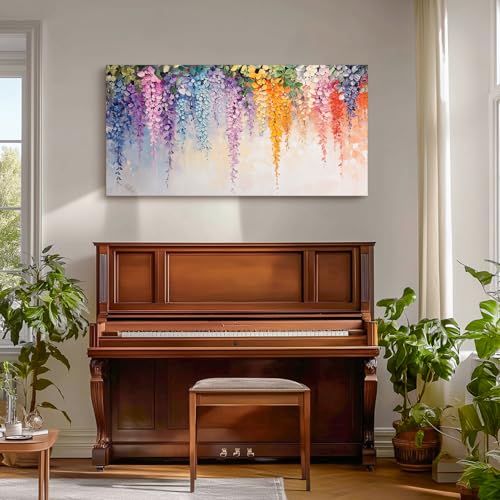 SERIMINO Wisteria Floral Wall Art, Colorful Wildflower Extra Large Artwork, Nature Botanical Prints Rustic Wall Decor, Modern Plant Landscape Pictures for Living Room Bedroom Dining Room 30"X60"
