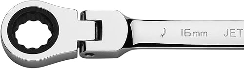 Vista 2 de Jetech Llave de engranaje de cabeza flexible de 0.630 in, llave combinada de trinquete de grado industrial, forjada, acero de aleación Cr-V tratado