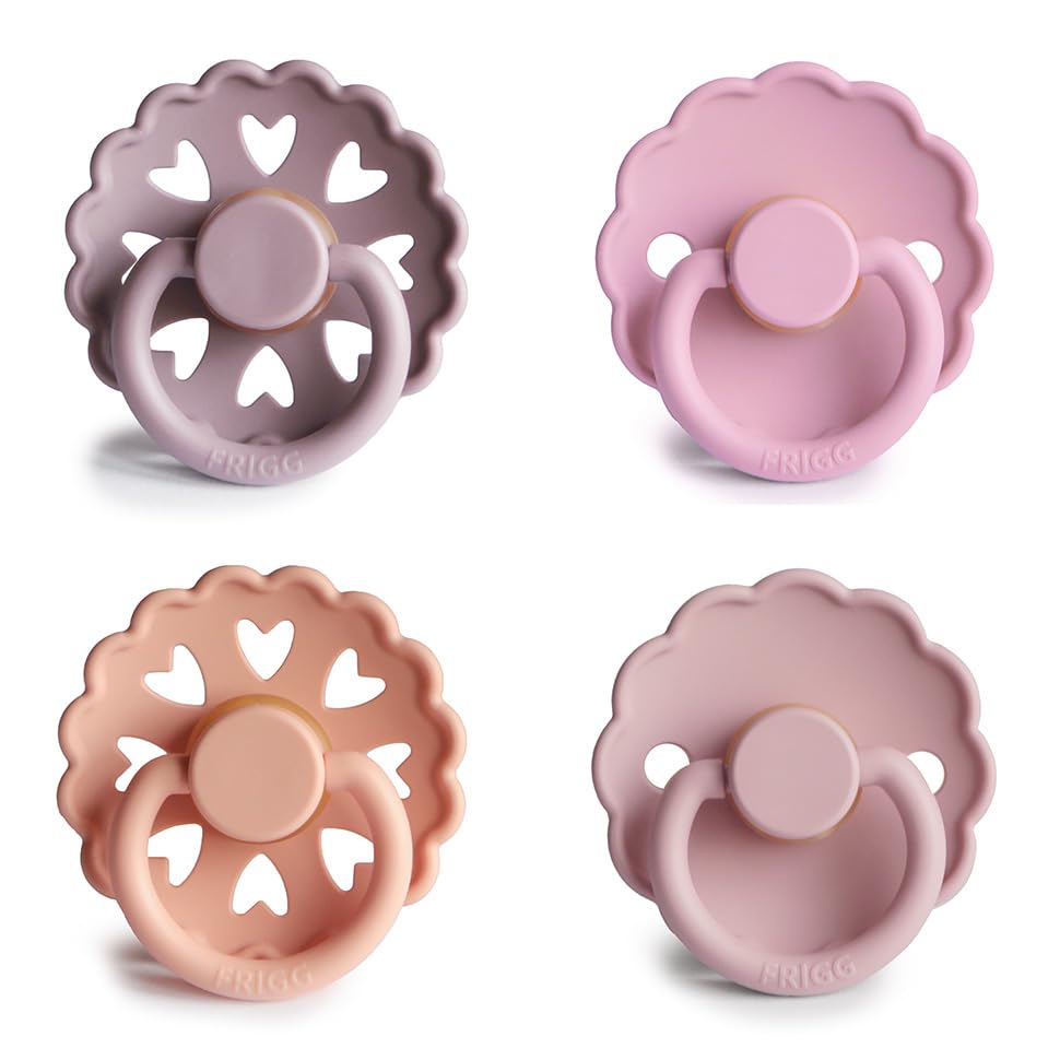 Image of FRIGG Natural Rubber Baby Pacifier 4-Pack Sunset Bliss | Made in Denmark | BPA-Free (0-6 Months)