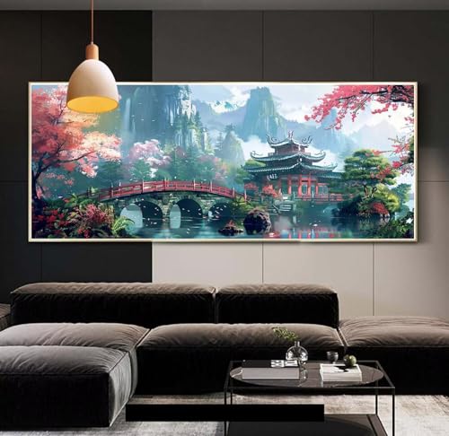 Diamond painting adulte grand format xxl style japonais 30x80 broderie diamant kit complet square