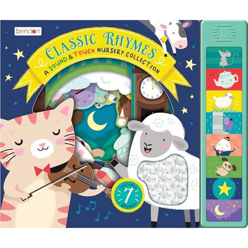 Classic Rhymes Nursery Rhyme Sound Book - Board Book with 7 Buttons and Touch-and-Feel Fabric - Interactive Read Listen Activity for Kids Ages 3+