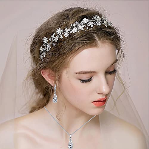 IFKM Silver Jewelry Sets for Women Rhinestone Crystal CZ Bridal Bridesmaid Accessories Necklace Earrings set for Wedding Prom Anniversary Birthday Gifts - Thumbnail 2