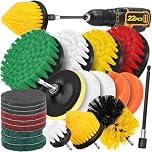 Aongray Drill Brush Attachment Set, 22pcs 1/4in Power Cleaning Brush with Scrub Pads + Extend Long Attachment, Scrubbing Brush for Cleaning Bathroom, Tile, Carpet, Grout, Car Wheels, Kitchen