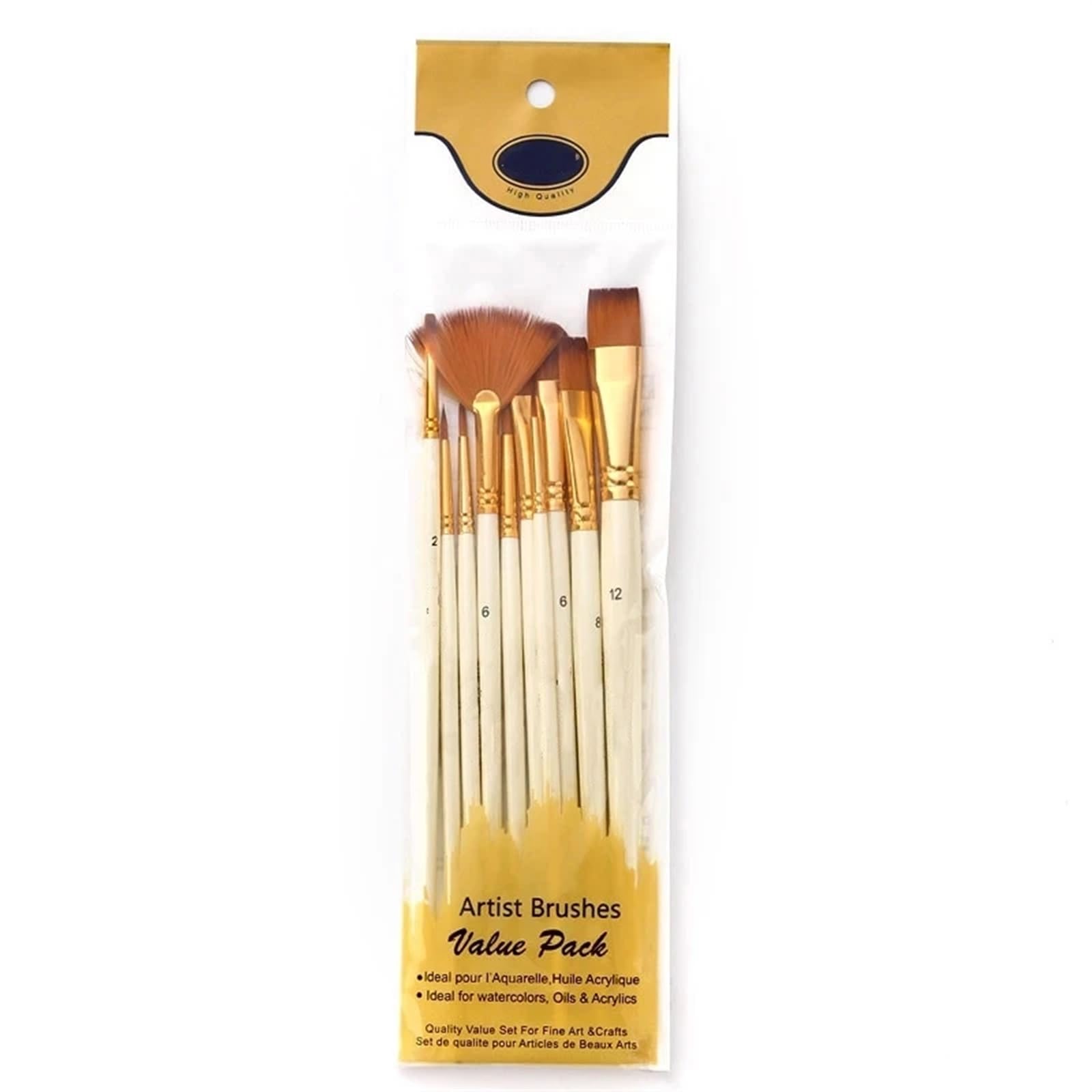 Pincel profesional, Juego de 10 pinceles de pintura, cepillo de pelo de nailon for pintura acrílica, pintura al óleo, acuarela, bricolaje, pincel artístico for estudiantes, suministros de arte, pincel