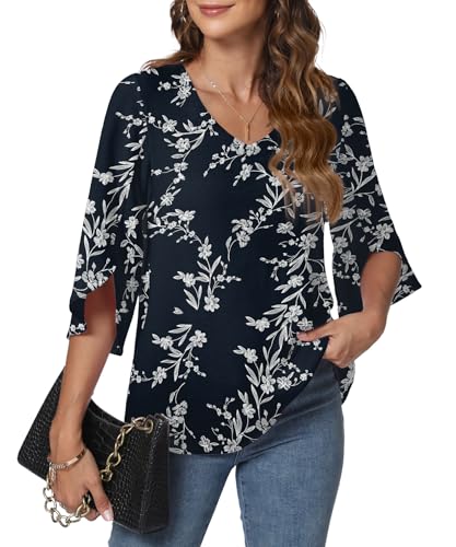 KUOTAI Womens Blouses Dressy Casual 3/4 Sleeve Tops Business Work Shirts