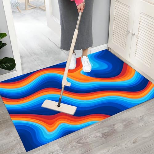 Paillasson lavable facile à nettoyer bleu pour une entrée soignée - 6