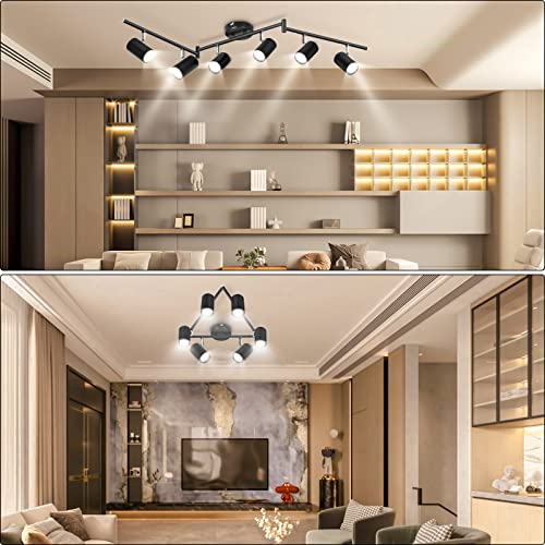 Gordnwe 6 Light Track Lighting Fixtures, Black Ceiling Led Track Lighting Kit With Flexibly Rotatable Track Heads&G10 Socket, Modern Ceiling Spotlight For Kitchen, Office, Closet, Studio, Bedroom #TOP7