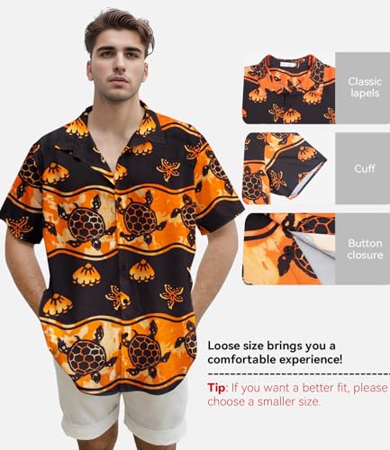 Image of Yoimira Hawaiian Shirts for Men, Print Mens Casual Short Sleeve Button Down Shirts Floral Aloha Beach Shirt