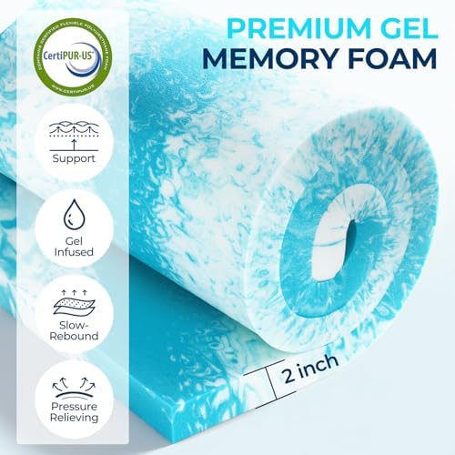 KELTARO Premium Mattress Topper Queen Size,4 Inch Dual Layer (2" Gel Memory Foam + 2" Plush Pillow Top) Comfort Support, Thick Mattress Pad Cover for Back Pain (60x80 inch) - 3