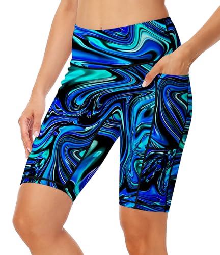 Image of AOBUTE Womens 9 inch /10 inch /11 inch Long Swim Board Shorts High Waisted UPF 50+ Biker Shorts with Pockets