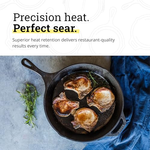Image of Lodge Seasoned Cast Iron Skillet - PFAS-Free, Non-Toxic Cookware - Use with an Oven, Stove, Grill, or Campfire - Naturally Non-Stick & Oven Safe - 13.25 Inches
