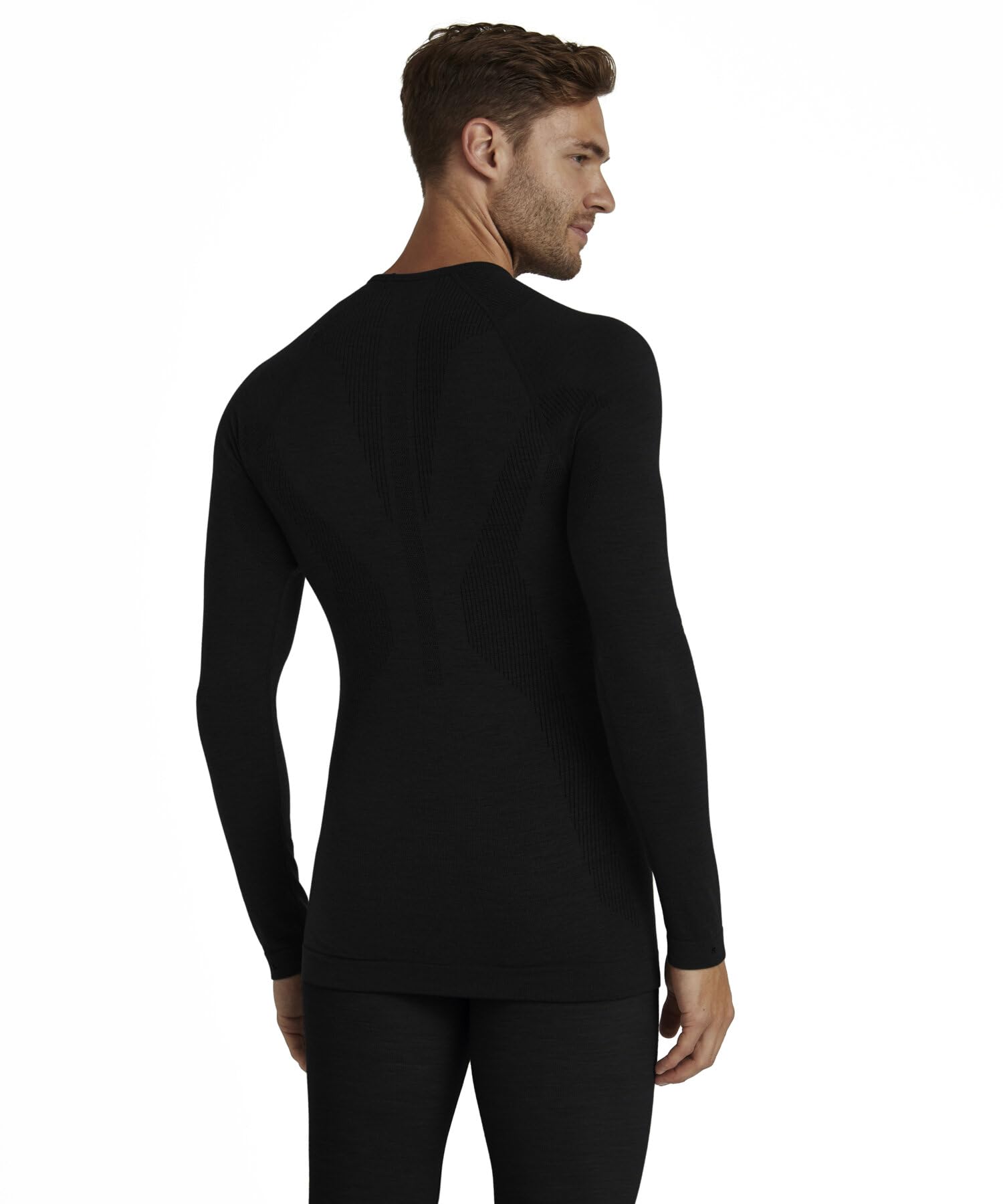 FALKE hombre Wool-Tech Round Neck camiseta técnica deportiva manga larga para clima frío a muy frío transpirable regulación del clima antiolores sostenible lana hilo funcional 1 pieza | de lana merina para temperaturas de frías a muy frías