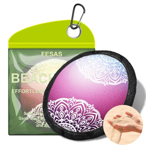 FESAS Pochette anti-sable pour la plage et les voyages | Infusée en poudre avec de l'aloe vera et de la vitamine C, sans talc et réutilisable | Nettoyant doux sans eau pour pieds, maillots de bain |