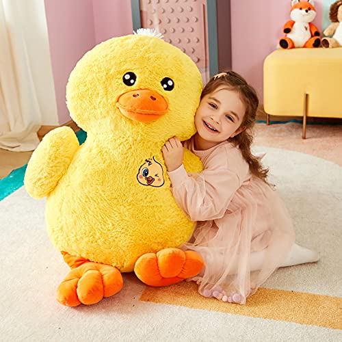 Image of IKASA Large Duck Soft Toy Giant Duck Plush Toys for Children - Giant Cuddly Toy Large Plush Toy Cute Giant Fluffy Plush Toys Duck Jumbo Stuffed Toys Plush Toy (Yellow, 50 cm)