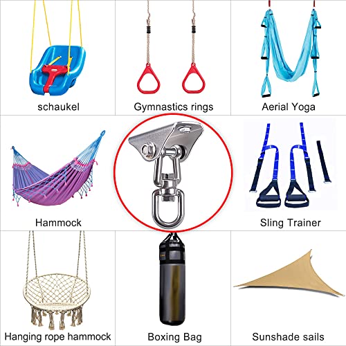 Benelabel 360° Swivel Stainless Steel Heavy Duty Swing Hanger, Swing Hook, Swing Hardware Kit, Yoga Hammock Chair Sandbag Swing Sets, 1000 Lb Capacity #TOP4