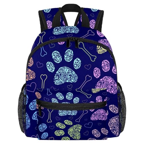 Petit sac à dos léger pour balade et voyage avec poches bouteilles imprimé pattes de chat