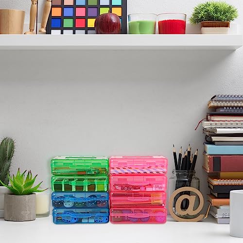 Image of Fainne 24 Pack Clear Plastic Pencil Box,Red, Blue, Green