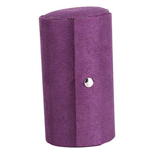 Caja de almacenamiento de joyas con forma de cilindro portátil de 3 capas, organizador pequeño joyero para niñas y mujeres, regalo de viaje (morado)