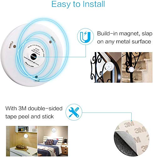 6 Pack LED Motion Sensor Night Light, PIR Motion Sensor LED Cabinet Lights Battery Powered Wireless Lighting Night Light Stick with Free 3M Adhesive Pads - Image 4