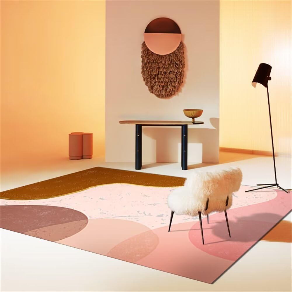 Tapis de chambre rose doux 200X260CM moderne pour salon et couloir long