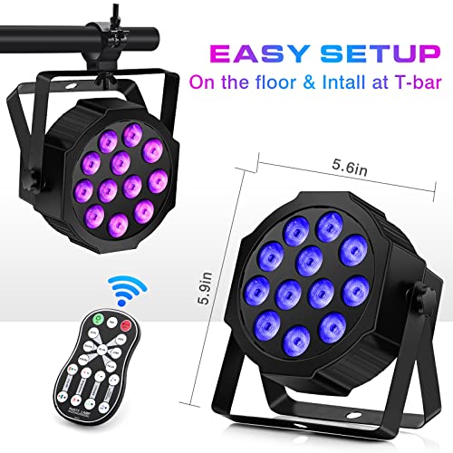 12 Led Stage Lights 2 Pack - 48W Rgbw Par Light With Remote & Dmx Control Sound Activated Strobe Auto Play Uplights For Wedding Birthday Party Disco Dance Club Karaoke Dj Church Stage Lighting #TOP5
