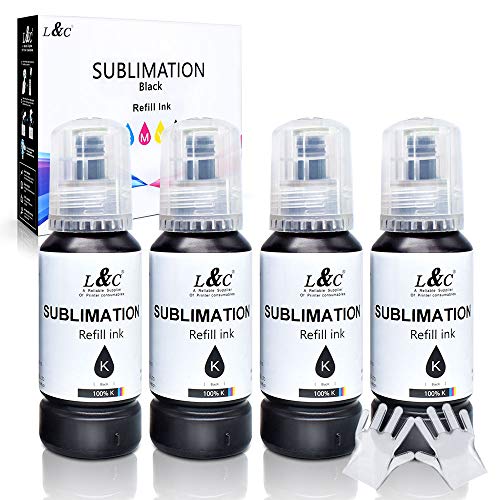 Black Sublimation Ink L&C Autofill Refill for EcoTank Printers ET 2800 ET 2803 ET 2720 ET2760 ET2850 ET5800 ST-2000 ST-3000 ST-4000 ST-C4100 Printers