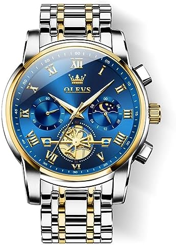 OLEVS Luxus Uhren Herren Chronograph Analog Quarzuhr Edelstahl Wasserdicht