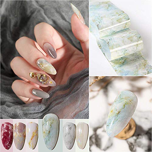 Marble Nail Foil Transfer Sticker, 10 Rolls Marble Stone Nail Foils Colorful Blooming Print Nail Art Foil Wraps Decals Diy Nail Decoration For Women Girls #TOP2