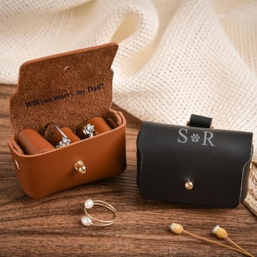 BBGDP Caja De Cuero Personalizada For Anillos - Almohada For Compromiso con Forma Perro Portador Propuesta Matrimonio Mascota Una Única Amor Eterno