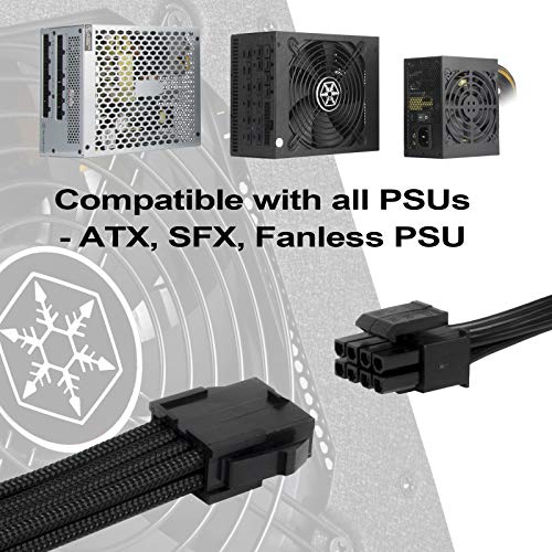 Image of SilverStone Technology PP07E-EPS8B, 30cm EPS 8pin to EPS /ATX 4+4pin Flexible Sleeved Extention Cable, Black, SST-PP07E-EPS8B