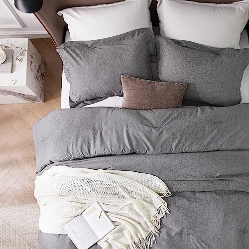 Image of Bedsure Oversized Queen Comforter Set - Dark Grey Soft Bedding for All Seasons, Cationic Dyed Bed Set, 3 Pieces, 1 Oversized Queen Size Comforter (98 inchx98 inch) and 2 Pillow Shams (20 inchx26 inch+2 inch)