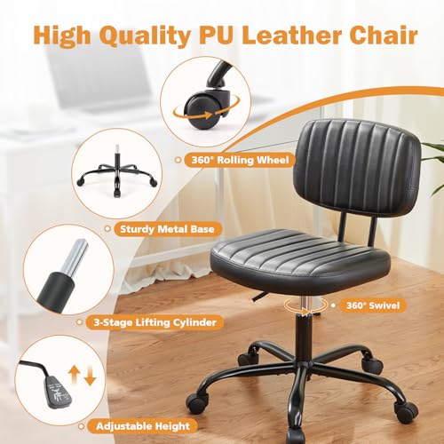 Image of Sweetcrispy Office Desk Chair, Small Home Vanity Chair, Lumbar Support