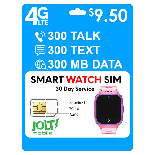 Jolt Mobile $9.50 Smartwatch Plan Nationwide AT&T 4G LTE Network - Wearable and Smart Watch SIM Card - 30 Day Service - Triple Cut SIM - No Contract or Activation Fee 10 Best At T Watch Phones In 2023