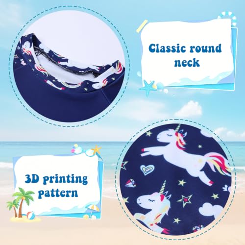 Image of Girls Swimsuit Two Piece Rash Guard Set for 4-14 Years UPF 50+ UV Protective Long Sleeve Swimwear