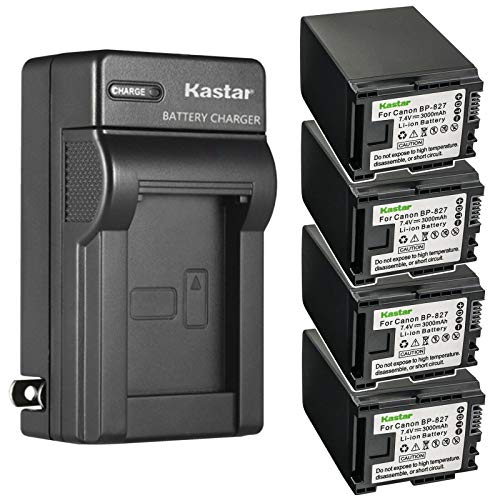 Kastar 4-Pack Battery and AC Wall Charger Replacement for Canon BP-809 BP809 BP-809/B BP-809/S, BP-819 BP819, BP-827 BP827 Battery, Canon CG-800 CG800 Charger