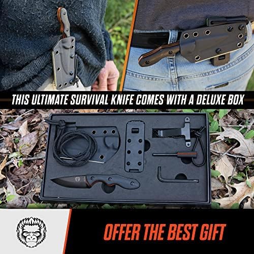 Miniatura 3 de Cuchillo de supervivencia  Cuchillo de cuello Bushcraft para hombre, juego de regalo de hoja fija ambidiestro Kydex y varilla de ferro, hoja EDC D2